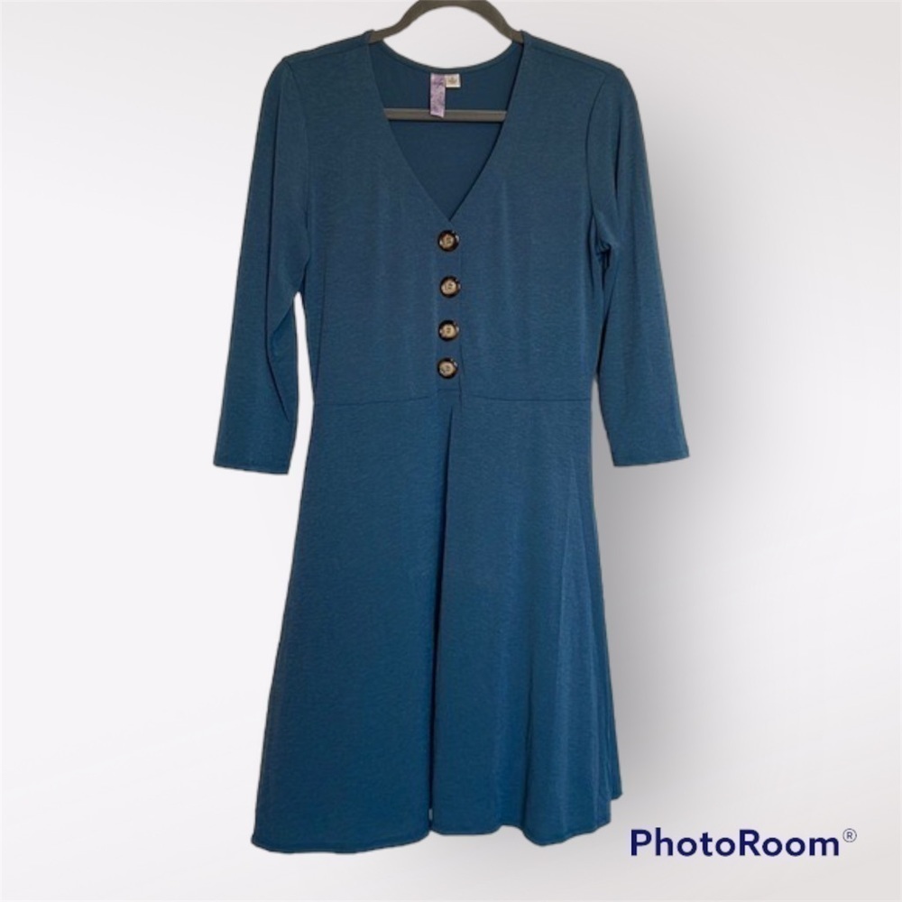 ALYA FRANCESCA’S women’s deap teal button detail mini dress size Medium